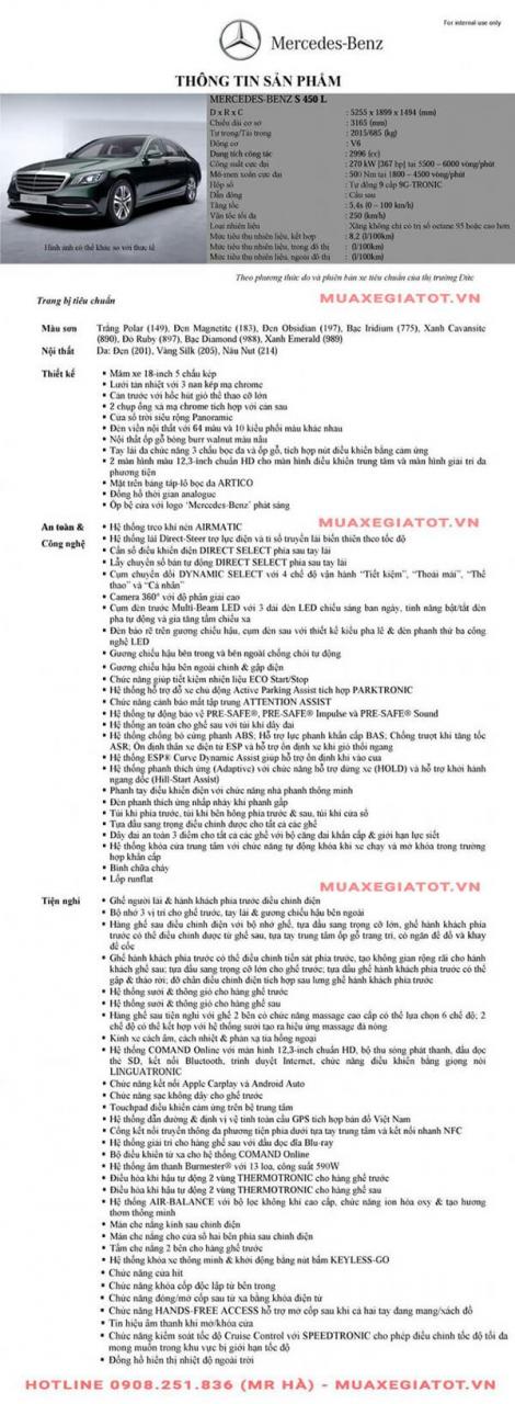thong tin san pham xe mercedes s450l 2019 muaxegiatot vn - Đ&aacute;nh gi&aacute; xe Mercedes S450 2025: Nội thất được l&agrave;m mới sang trọng